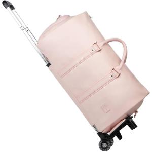 image:imageRolling Garment BagRolling Duffle Bag with Wheels Rolling Garment Bags for Travel with Shoe Pouch Carry On Bag Weekender Bags Garment Duffel Bag for WomenGreyPink