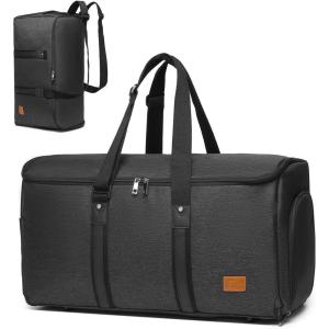 image:imageseyfocnia Convertible Garment Bag for Travel Carry On Garment Bag Backpack for Men Women 3 in 1 Hanging Suitcase Suit Business Travel Bag Black