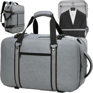 image:imageseyfocnia Convertible Travel Garment Bag for Men amp Women MultiPocket Travel Duffel Carry On Luggage Personal Item Business Suit BackpackGrey