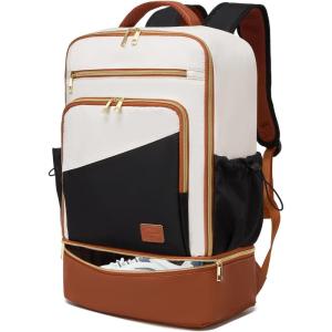 image:imageseyfocnia Gym Backpack for Men Lightweight Sports Back pack With Shoe Compartment Waterproof Gym Bag Workout Trainning Rucksack Casual Travel DaypackBlackWhite Brown