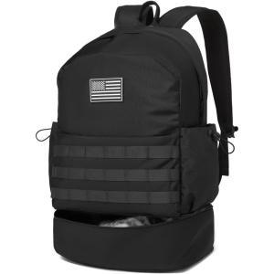 image:imageseyfocnia Gym Backpack for MenMilitary Tactical Backpack Travel Bag with Shoe Compartment Lightweight Sports Gym Bag Casual DaypackBlack
