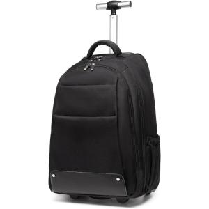 image:imageseyfocnia Rolling Backpack17 inch Rolling Laptop Bag Travel Backpack with Wheels Roller Back pack Wheeled Laptop Bag with Wheels for Women MenBlack