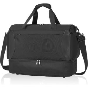 image:imageseyfocnia Gym Duffel Bag with Shoe Compartment Lightweight Travel Bag for Men Women Carry On Overnight Bag Weekender Bag for Workout SportBlackBlack