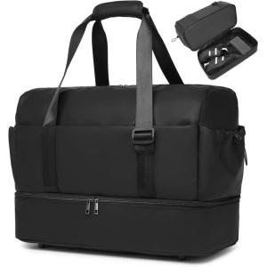 image:imageseyfocnia Travel Duffel Bag for Women with Shoe Compartment Mens Travel Bag Carry On Overnight Bag Gym Duffle Sports BagBlack