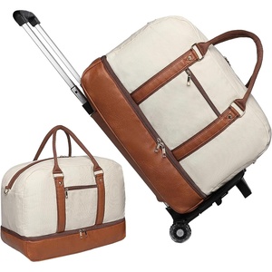 image:imageseyfocnia Rolling Duffle Bag with Wheels Duffle Bag for Travel Women Carry On Luggage Wheeled Overnight Weekender Bag MenBeigeBrown