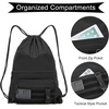 image:imageseyfocnia Drawstring Backpack Tactical String Bag Nylon Gym Bag with Shoe Compartment and Simple MOLLE System BlackBlack