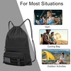 image:imageseyfocnia Drawstring Backpack Tactical String Bag Nylon Gym Bag with Shoe Compartment and Simple MOLLE System BlackBlack
