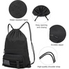 image:imageseyfocnia Drawstring Backpack Tactical String Bag Nylon Gym Bag with Shoe Compartment and Simple MOLLE System BlackBlack